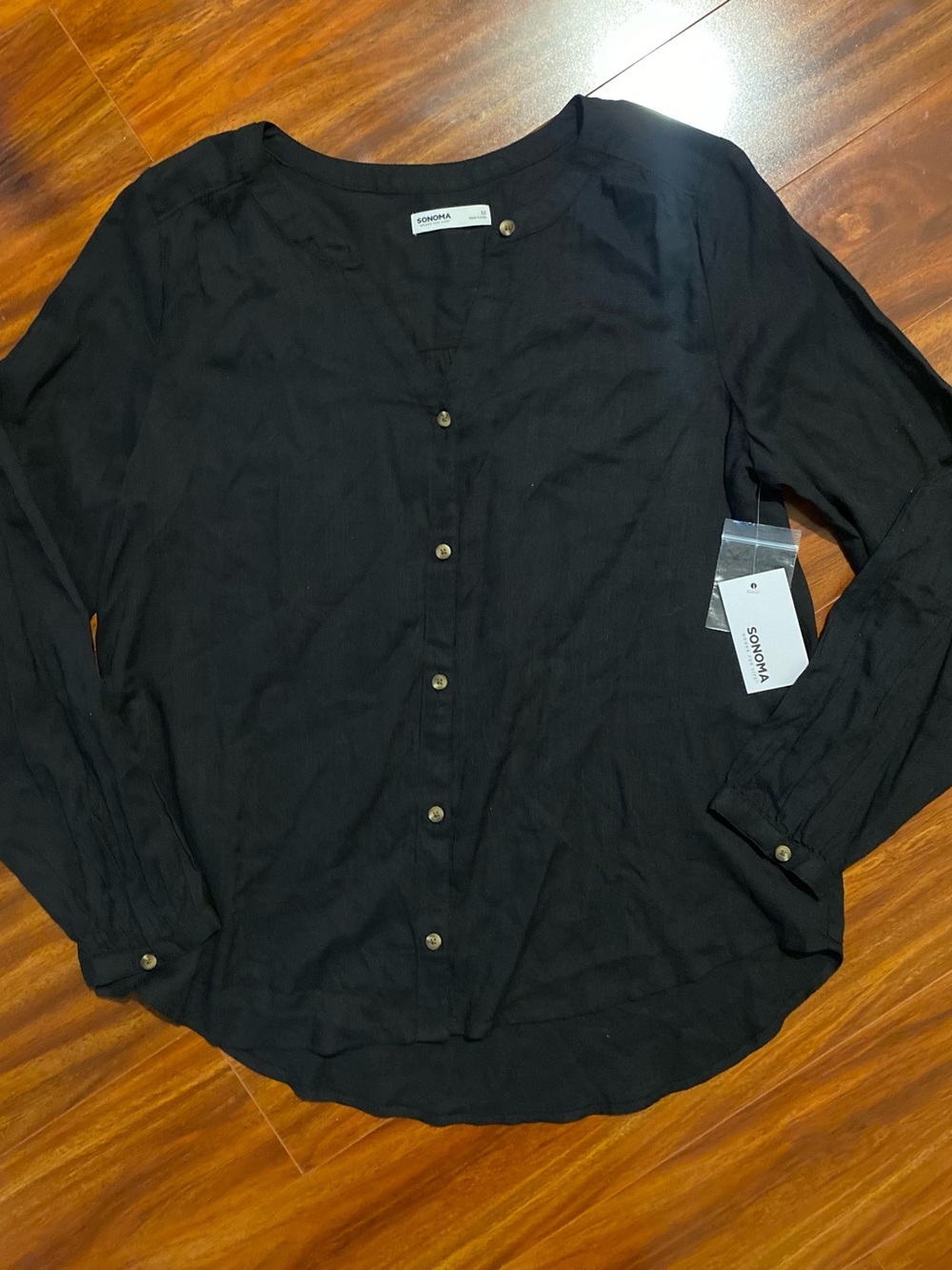 Sonoma minimalist Black Button-Front Women's Blouse